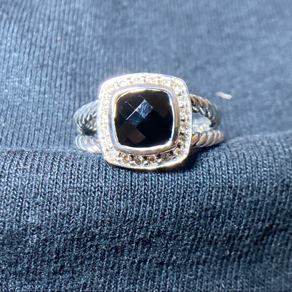 Petite Albion® Ring with Black Onyx and Diamonds Size 6 Brand New 100% authentic